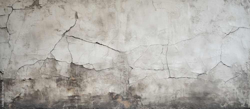 Poster concrete wall showing multiple cracks and damage