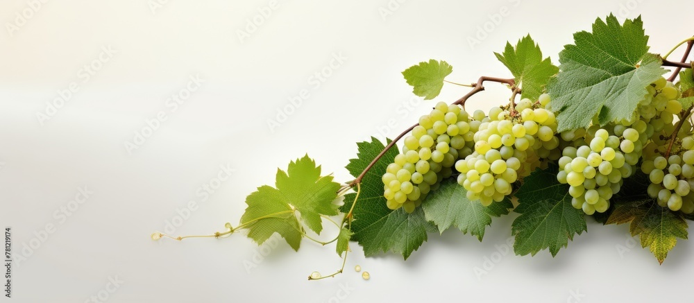 Poster grapes on branch with leaves