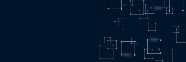 Vectors Digital technology and science background, Abstract futuristic square blue shape pattern connection in gradient blue technology background.