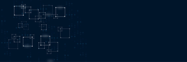 Vectors Digital technology and science background, Abstract futuristic square blue shape pattern connection in gradient blue technology background.