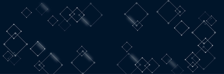 Vectors Digital technology and science background, Abstract futuristic square blue shape pattern connection in gradient blue technology background.