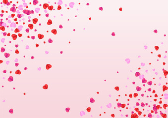 Fototapeta na wymiar Pinkish Heart Background Pink Vector. Cute Texture Confetti. Purple Drop Backdrop. Lilac Heart Valentine Pattern. Fond Fall Frame.