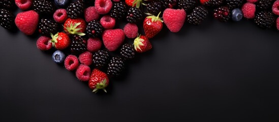 Heart made of assorted berries on white background