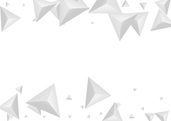 Silver Origami Background White Vector. Polygon Classic Banner. Grizzly Decorative Template. Shard Construction. Greyscale Fractal Illustration.