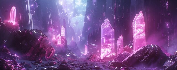 Alien artifact, glimmering crystal fragments, mysterious glowing rocks, humans studying them in a lab, futuristic city background, Backlights