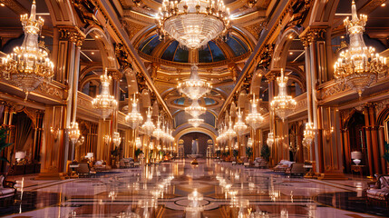 Fototapeta na wymiar Luxurious French Palace Interior, An Opulent Display of Royal Grandeur and Artistic Excellence in Every Detail