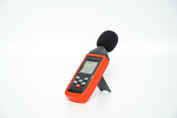 Sound level meter measures sound area for text.digital sound level on a white background,noise pollution concept