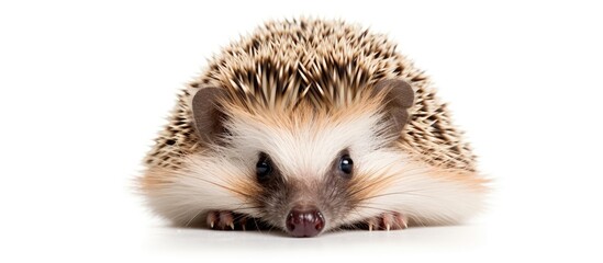 Obraz premium Hedgehog staring at camera on white backdrop