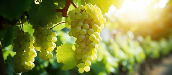 Bunch of grapes on vine