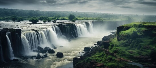 Obraz premium Beautiful waterfall surrounded by trees