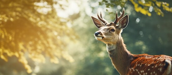 A deer with majestic antlers in the forest