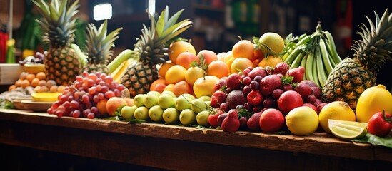 Fototapeta na wymiar Various fruits spread out on a table