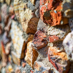Textured Brick Wall Close-up with Sunlit Details