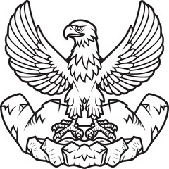 Eagle coloring pages. Eagle bird outline vector for coloring book