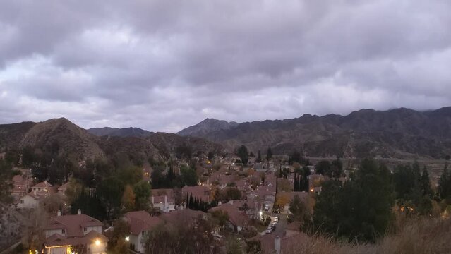 Timelapse video above residential area in Canyon Country , CA