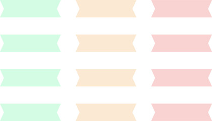 Set of modern simple banner ribbons. Decorative flag, tape for text, price tag, sale label, printable, planner, scrapbook, stickers, weekly days label.