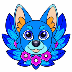 Bluewing kawaii vector Dog head with superimposed