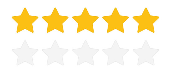Obraz premium Five stars rating icon set. Customer product or service rating review symbol. Vector illustration