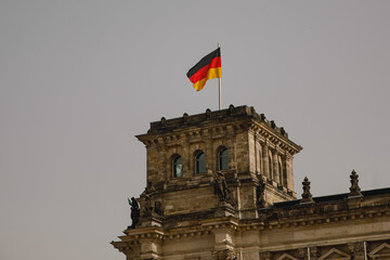 German flag on the building tower.