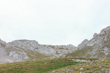 Breathtaking view of the rocky mountains in Naranjo de Bulnes, Asturias, Spain