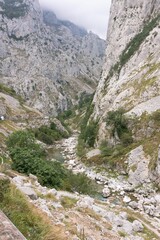 Breathtaking view of the rocky mountains in Rio del Cares, Asturias, Spain