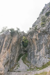 Breathtaking view of the rocky mountains in Ruta del Cares, Asturias, Spain
