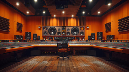 Recording Studio Sound Booth Mixes Musical Magic in Business of Audio Production - obrazy, fototapety, plakaty