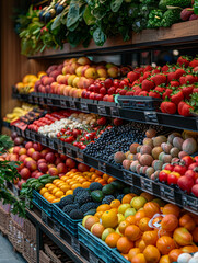 Fototapeta na wymiar Organic Grocery Aisles Stock Wellness in Business of Healthy Eating
