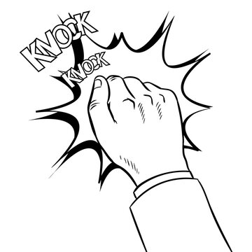 Hand knokning door coloring book PNG