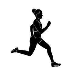 woman running silhouette on white background vector - 781228131