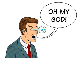 Businessman with popping eyes pop art PNG