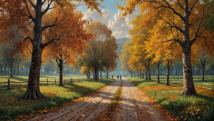 Autumm forest oil painting forest