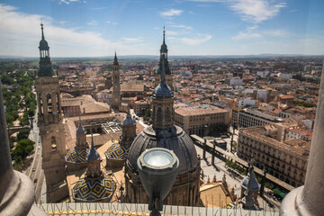 Upper view on Cathedral Basilica of Our Lady of the Pillar in Zaragoza, Spain
