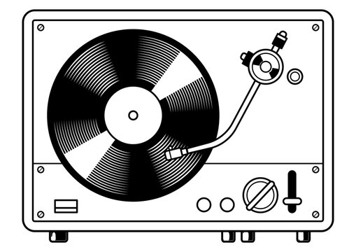 Record player turntable coloring book PNG