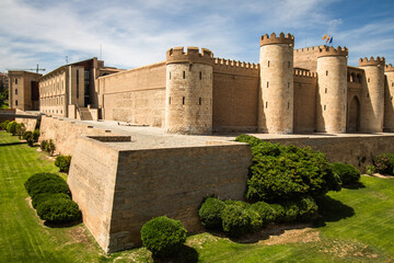 Aljaferia palace, ancient medieval castle from al-andalus,  zaragoza, spain