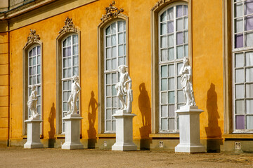 White Sans Souci palace statues in Potsdam, Germany.