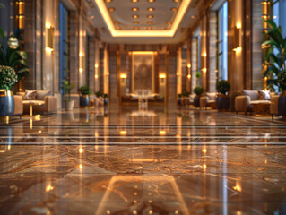 Luxurious Hotel Lobby Hosting Elite Business Conferences