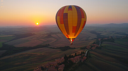 Obraz premium Hot air balloon in flight over Italy.