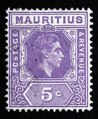 Ukraine, Kiyiv - February 3, 2024.Postage stamps from MAURITIUS..A stamp printed in MAURITIUS shows...