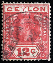 Ukraine, Kiyiv - February 3, 2024.Postage stamps from CEYLON (Sri Lanka).A stamp printed in the...