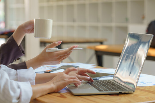 Young business teamwork working with business report documents on office desk.Brainstorming Business People Design Planning, Brainstorming Planning Partnership.