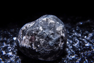 Fototapeta premium Jaffeite is rare precious natural stone on black background. AI generated. Header banner mockup with space.