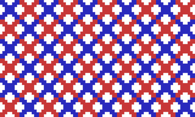 seamless pattern with cross, X cross geometric repeat pattern. Simple subtle seamless blue and red background design on fabric printing or wallpaper or packing print
