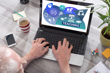 Teaching concept on a laptop screen