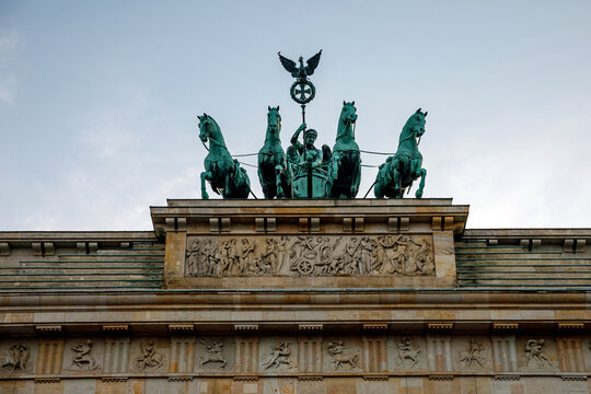 The Quadriga at the top of the Brandenburg Gate in Berlin