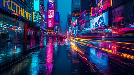 Neon Nights: Illuminated City Life./n