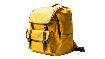 Yellow school bag isolated on transparent background