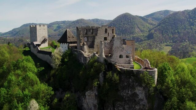 Celje Castle in Slovenia High Quality Drone Footage