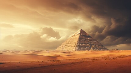 Magnificent ancient pyramids majestically rising in the vast egyptian desert landscape - obrazy, fototapety, plakaty