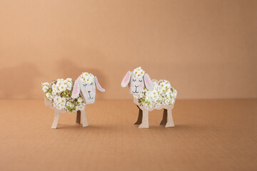 Elevate your spring decor with this unique folk art creation - a sheep ingeniously crafted from a...